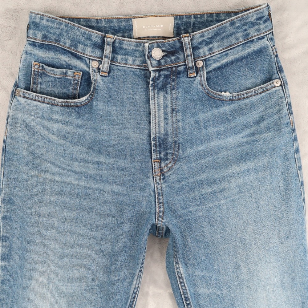 Everlane Jeans 26 Blue The Curvy Cheeky Jean High Rise Raw Hem Straight Cropped